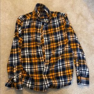 American Eagle Flannel Shirt, Orange / Dark Blue